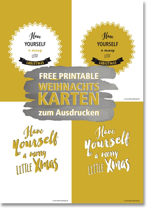 Delicious Design Weihnachtskarten zum Ausdrucken