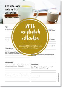 Arbeitsblatt für Weichenstellung und Rückblick: Das Jahr meisterlich vollenden