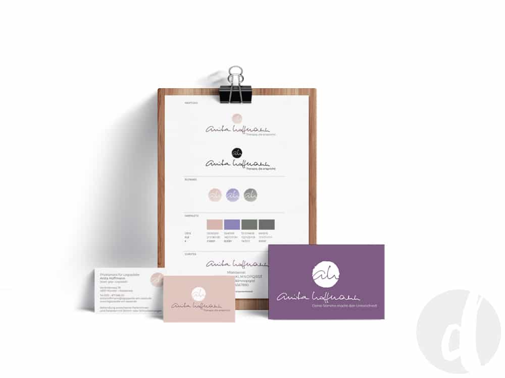 Branding-Projekt für Anita Hoffmann: Styleguide, Visitenkarte und Postkarte