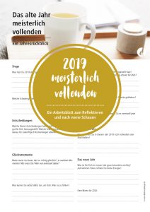 Jahresrückblick Worksheet "Das Jahr 2019 meisterlich vollenden"